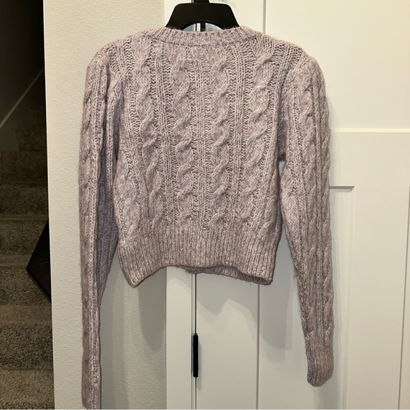 NWT Topshop Lilac Cable-Knit Button Cardigan Sweater cropped US size 4-6 - Picture 2 of 7